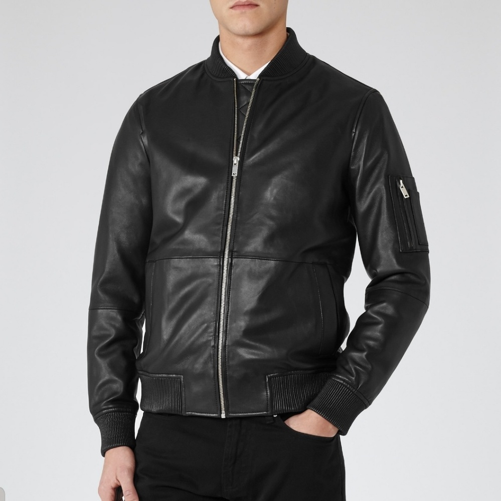 Reiss Bardot Lambs Leather Bomber Jacket